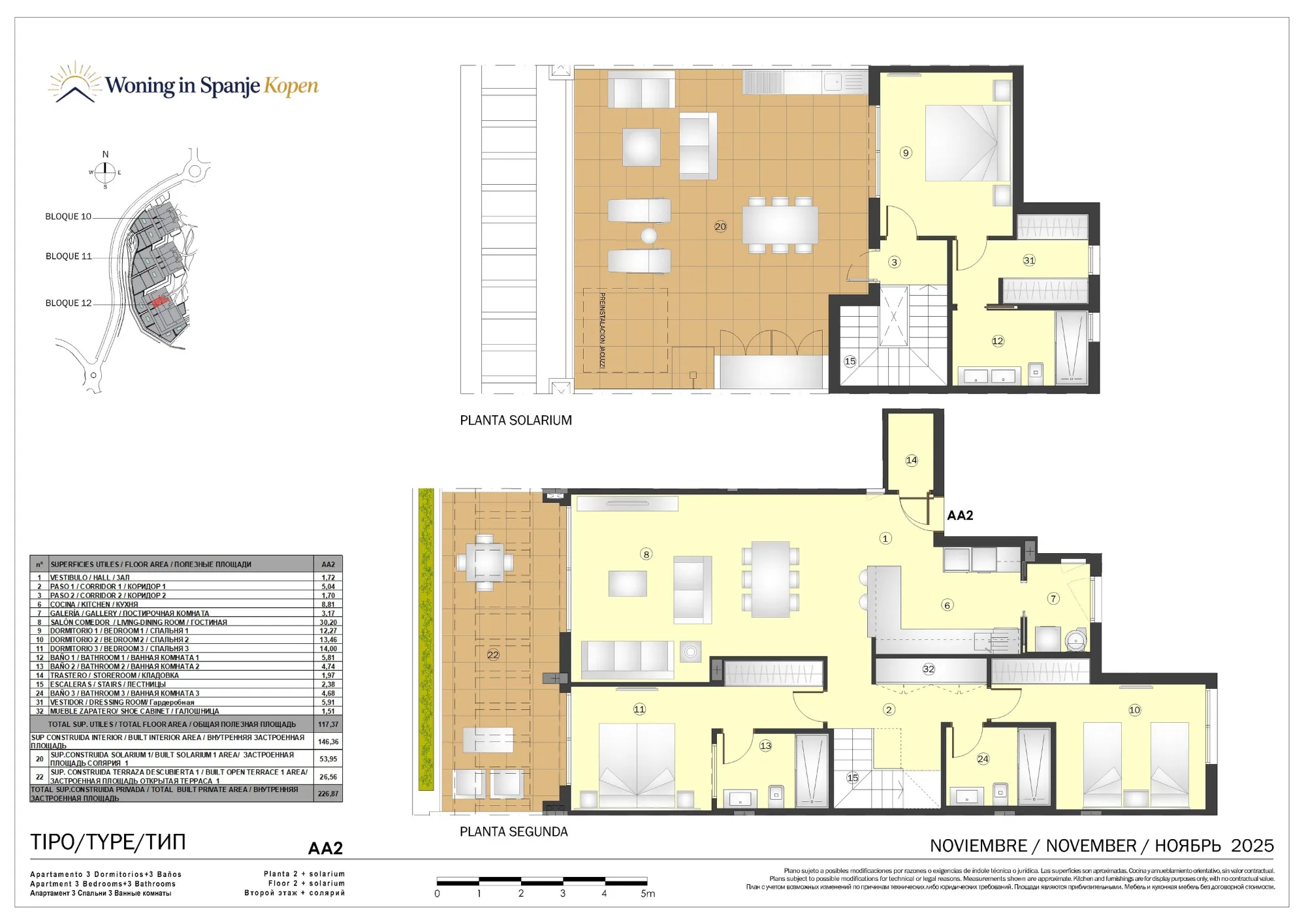 Plattegrond: Duplex met solarium 12A-AA2 in Marine Hills By TM 1ª Fase, Malaga