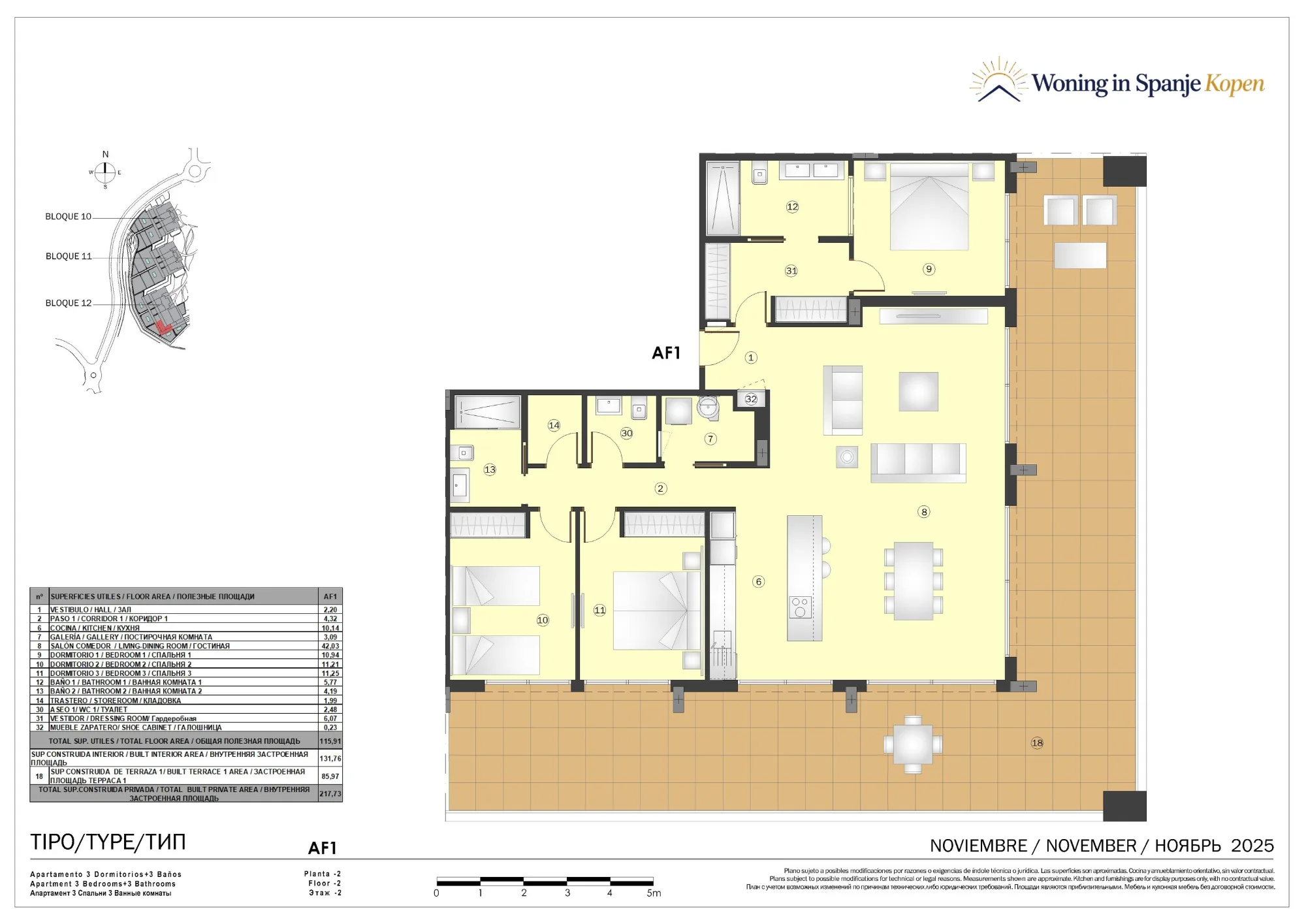 Plattegrond: Appartement 12B-AF1 in Marine Hills By TM 1ª Fase, Malaga
