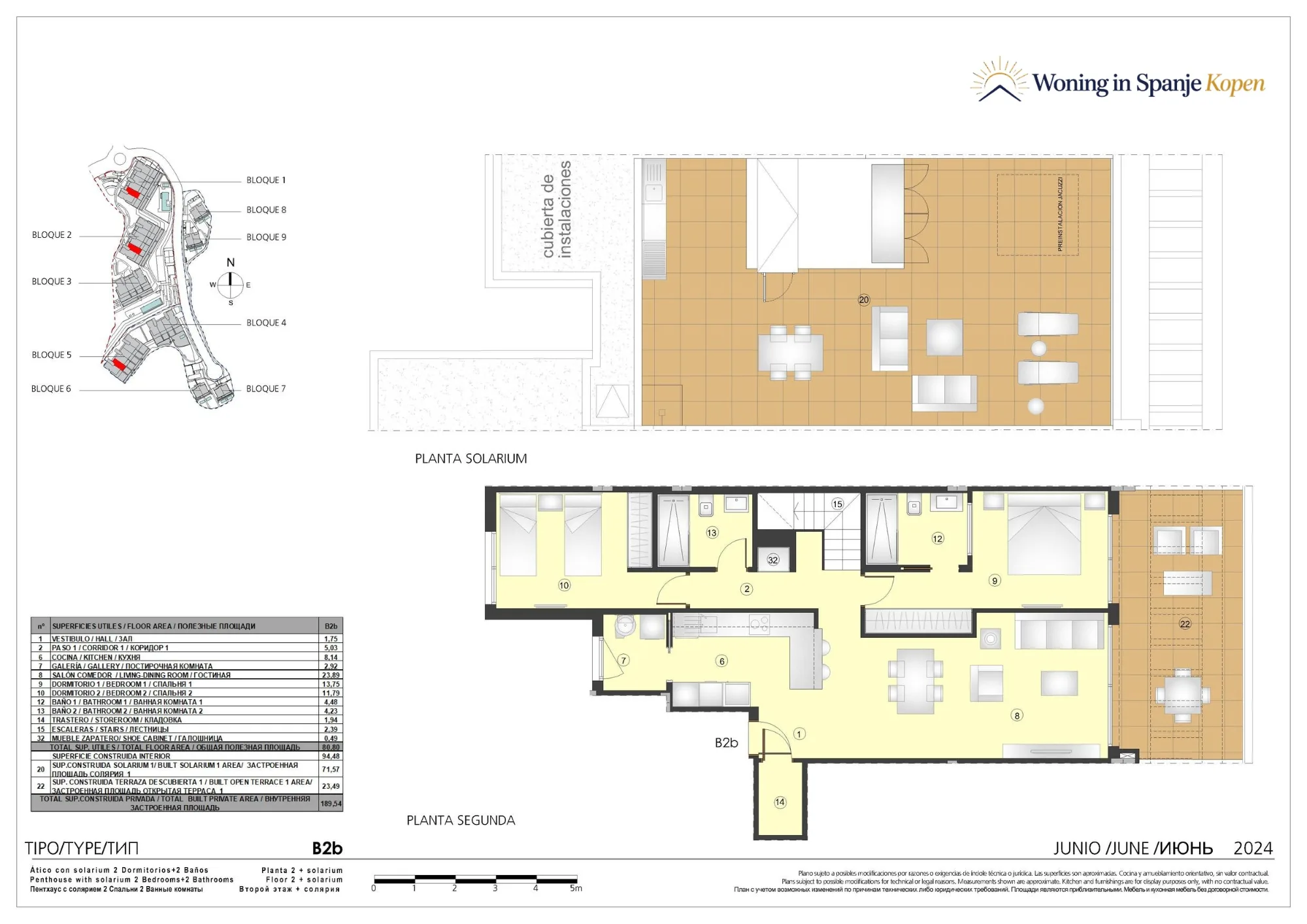Plattegrond: Penthouse met solarium 2A-B2b in Marine Hills By TM 1ª Fase, Malaga