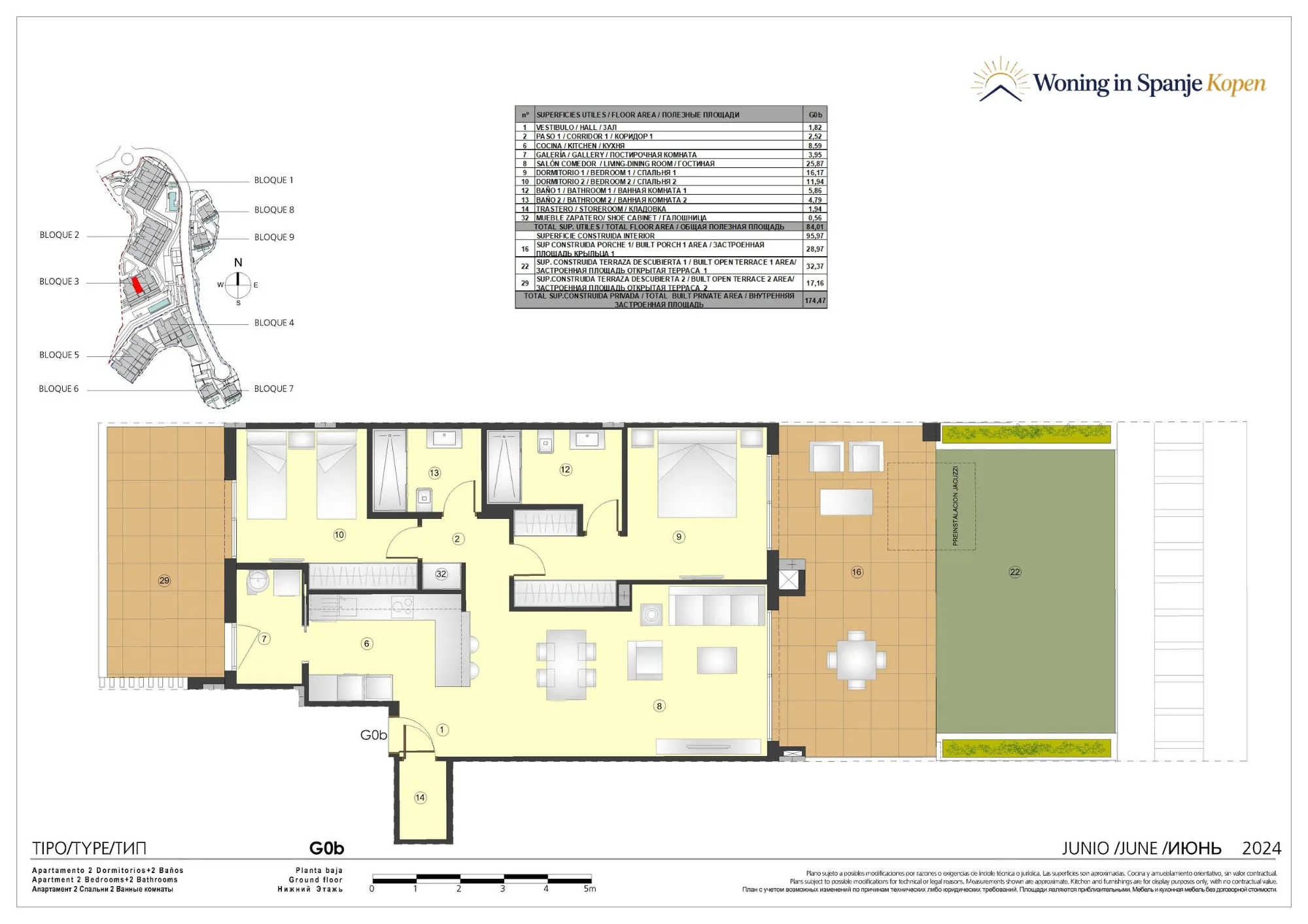 Plano: Apartamento 3A-G0b en Marine Hills By TM 1ª Fase, Malaga
