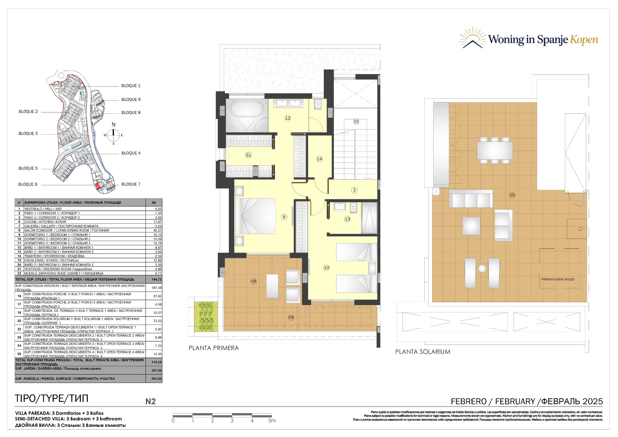 Plattegrond: Halfvrijstaande villa 6-N2 in Marine Hills By TM 1ª Fase, Malaga