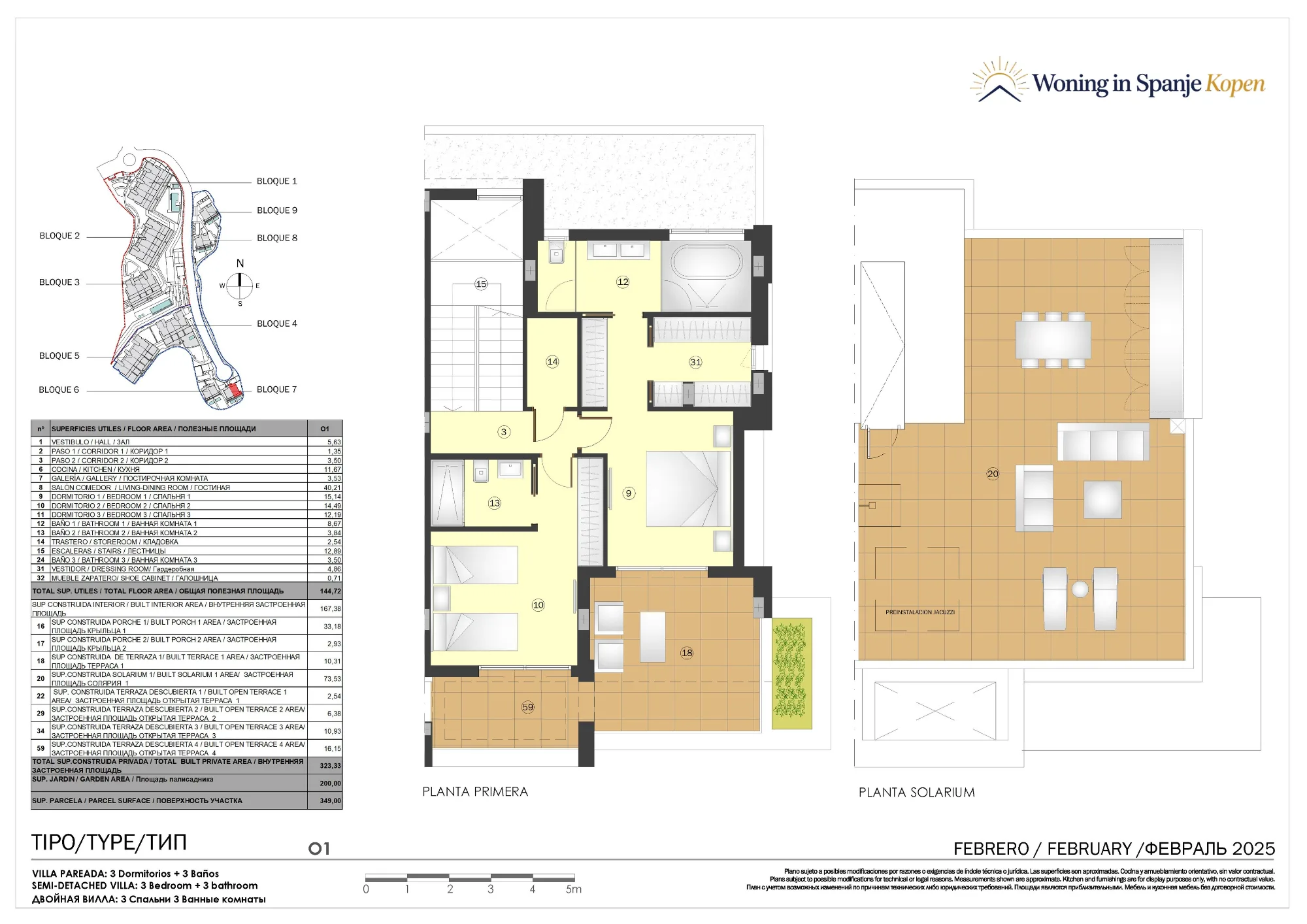 Plattegrond: Halfvrijstaande villa 7-O1 in Marine Hills By TM 1ª Fase, Malaga