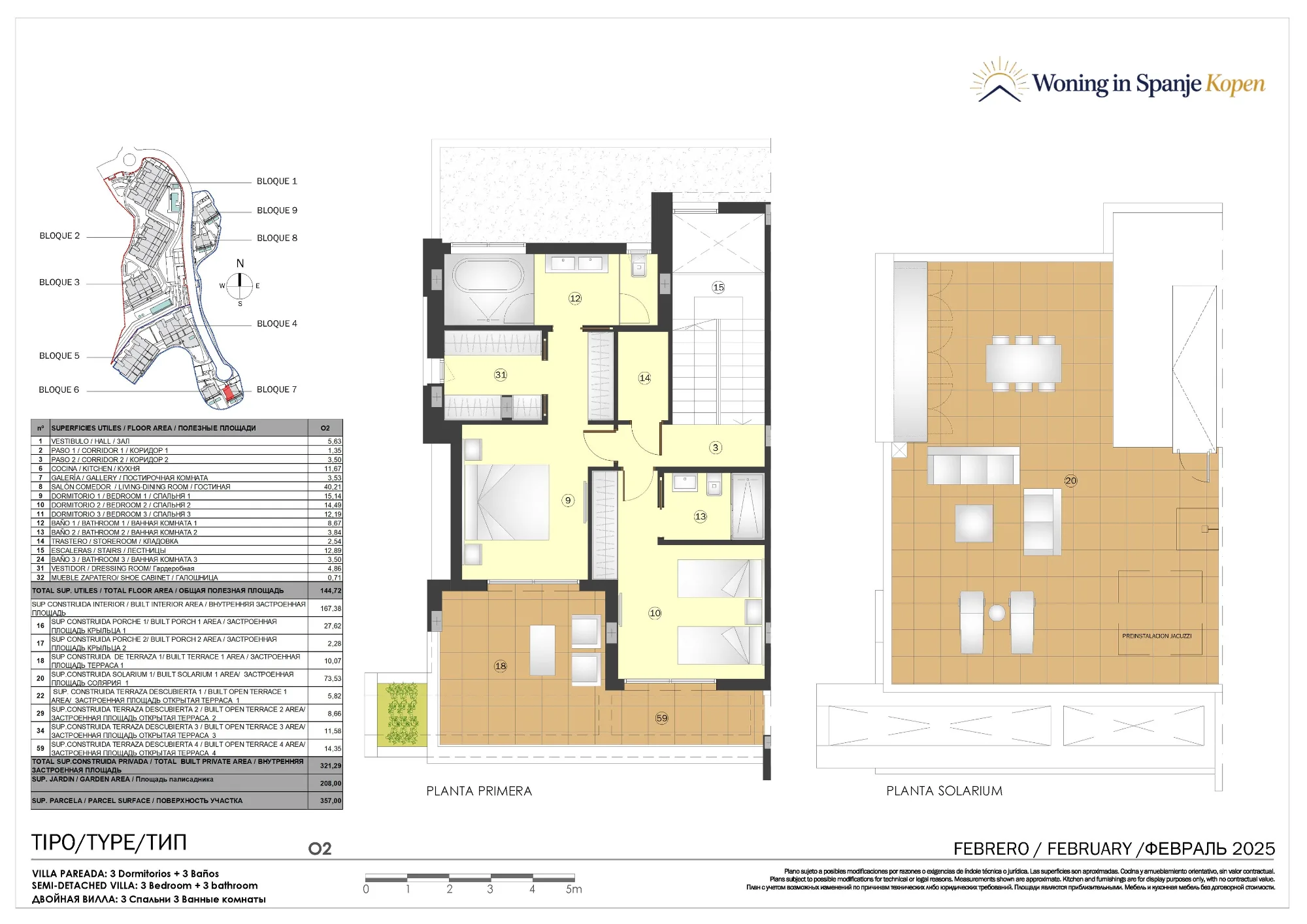 Plattegrond: Halfvrijstaande villa 7-O2 in Marine Hills By TM 1ª Fase, Malaga