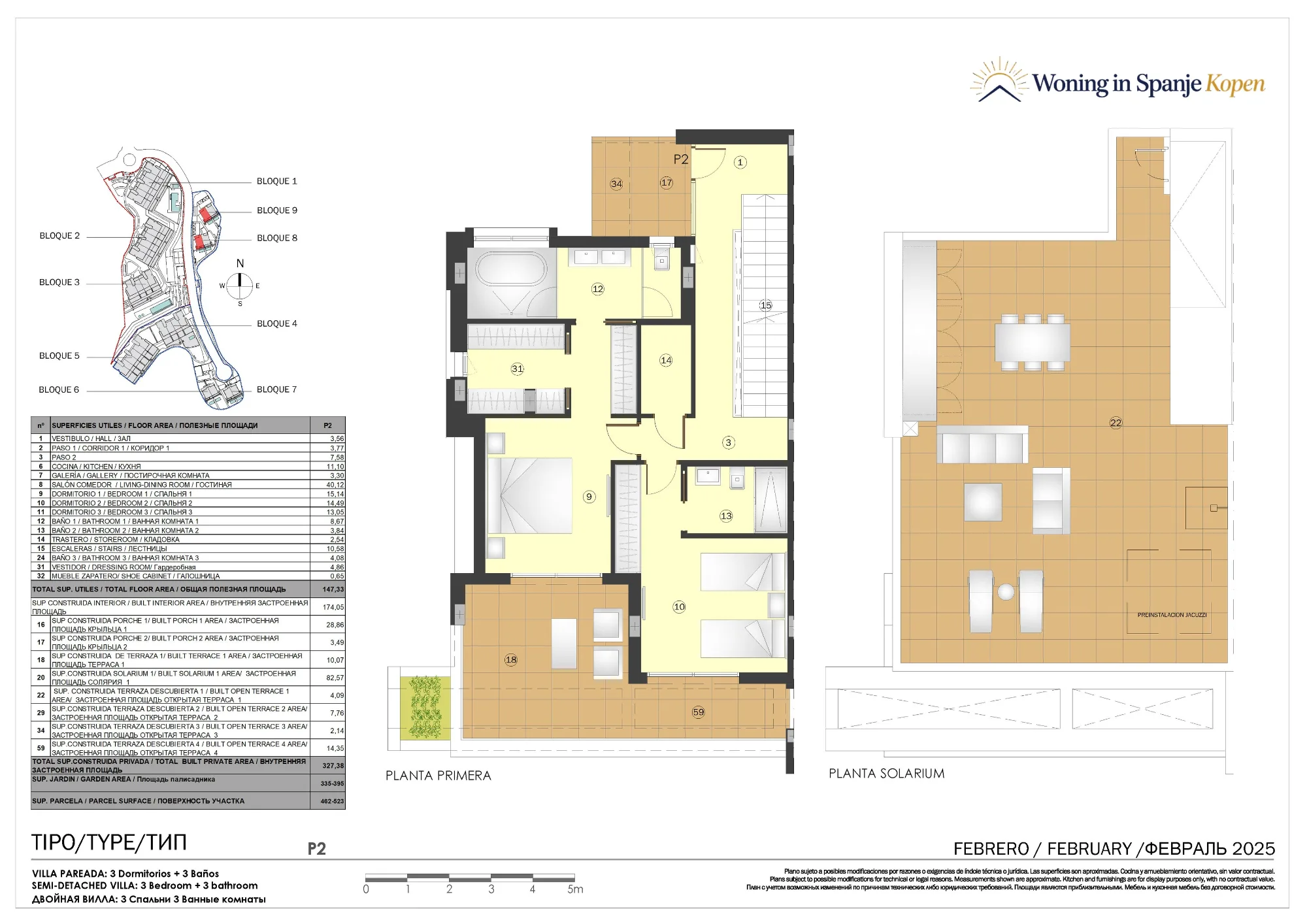 Plattegrond: Halfvrijstaande villa 8-P2 in Marine Hills By TM 1ª Fase, Malaga