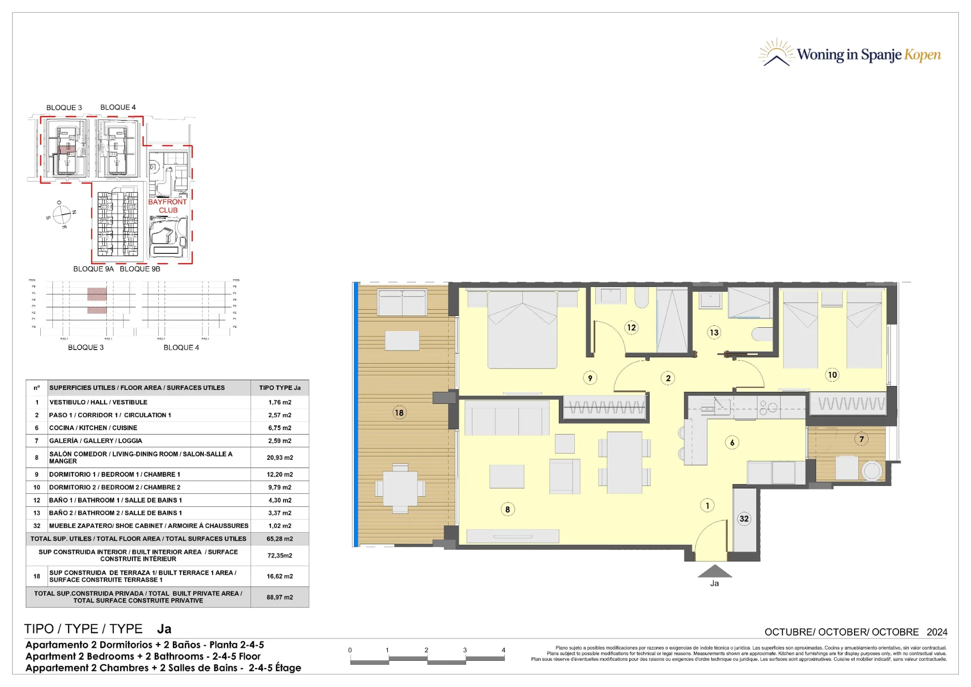Plattegrond: Appartement Ja in Santa María Sea, Valencia