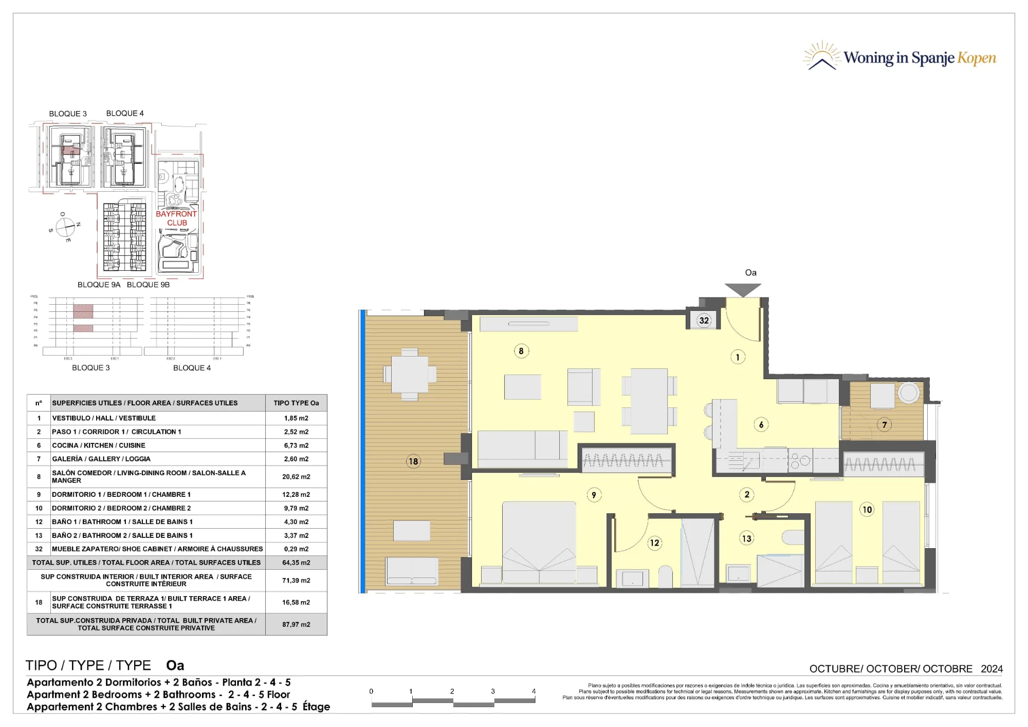 Plattegrond: Appartement Oa in Santa María Sea, Valencia