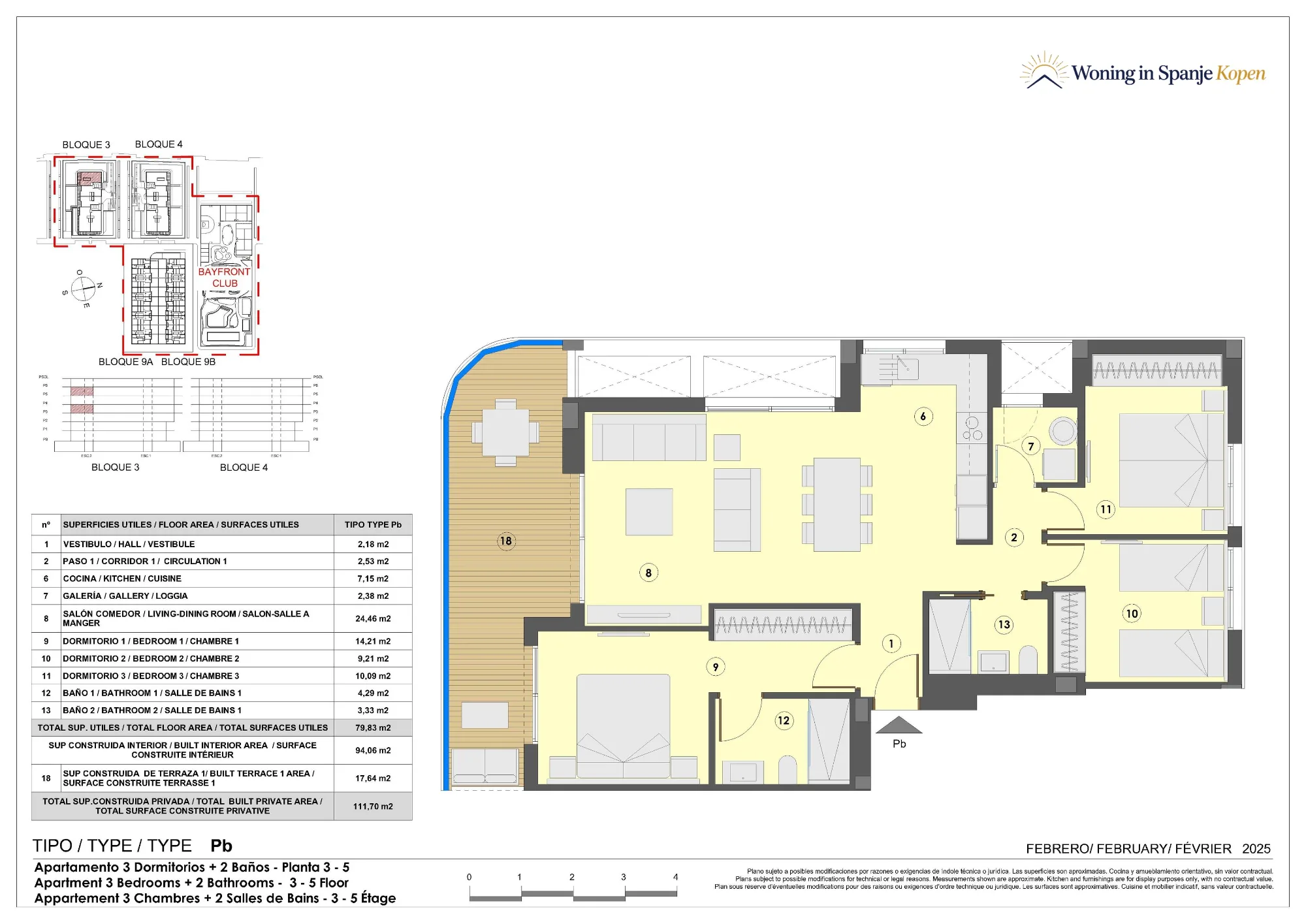 Plattegrond: Appartement Pb in Santa María Sea, Valencia