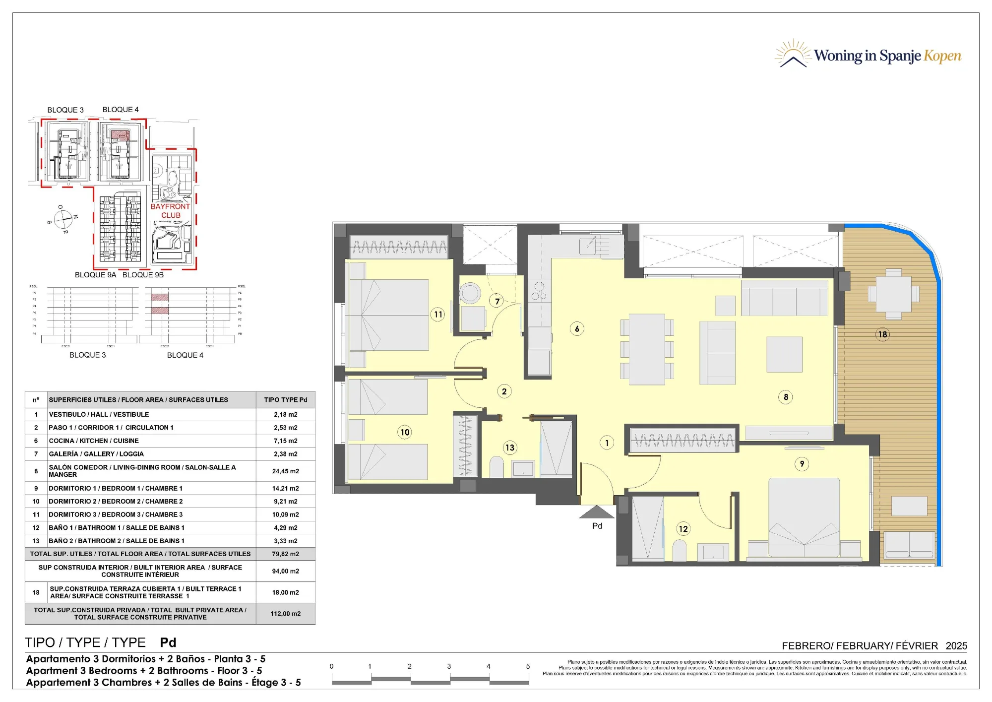 Plattegrond: Appartement Pd in Santa María Sea, Valencia