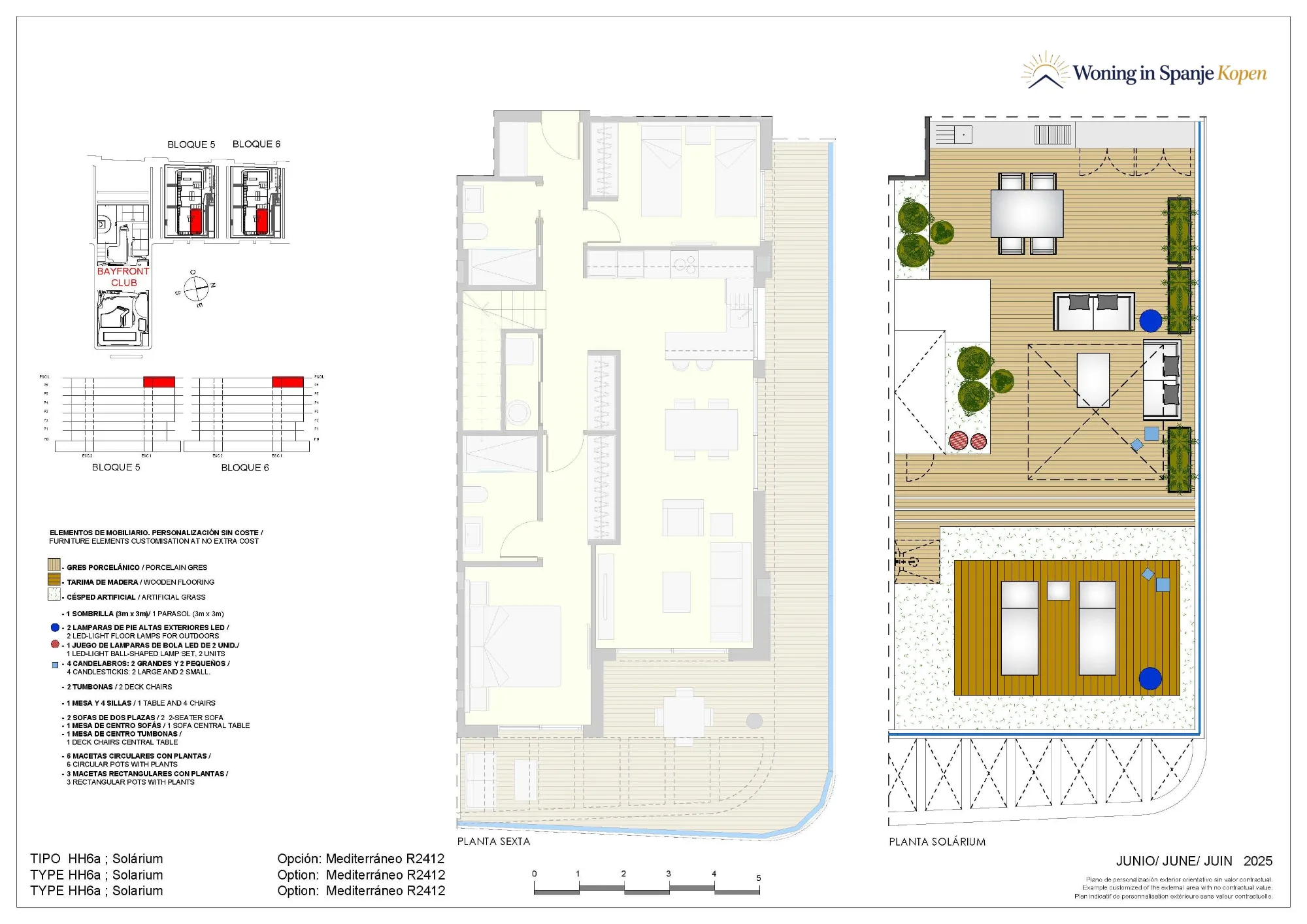 Plattegrond: Penthouse met solarium HH6a in Santa María Sea, Valencia