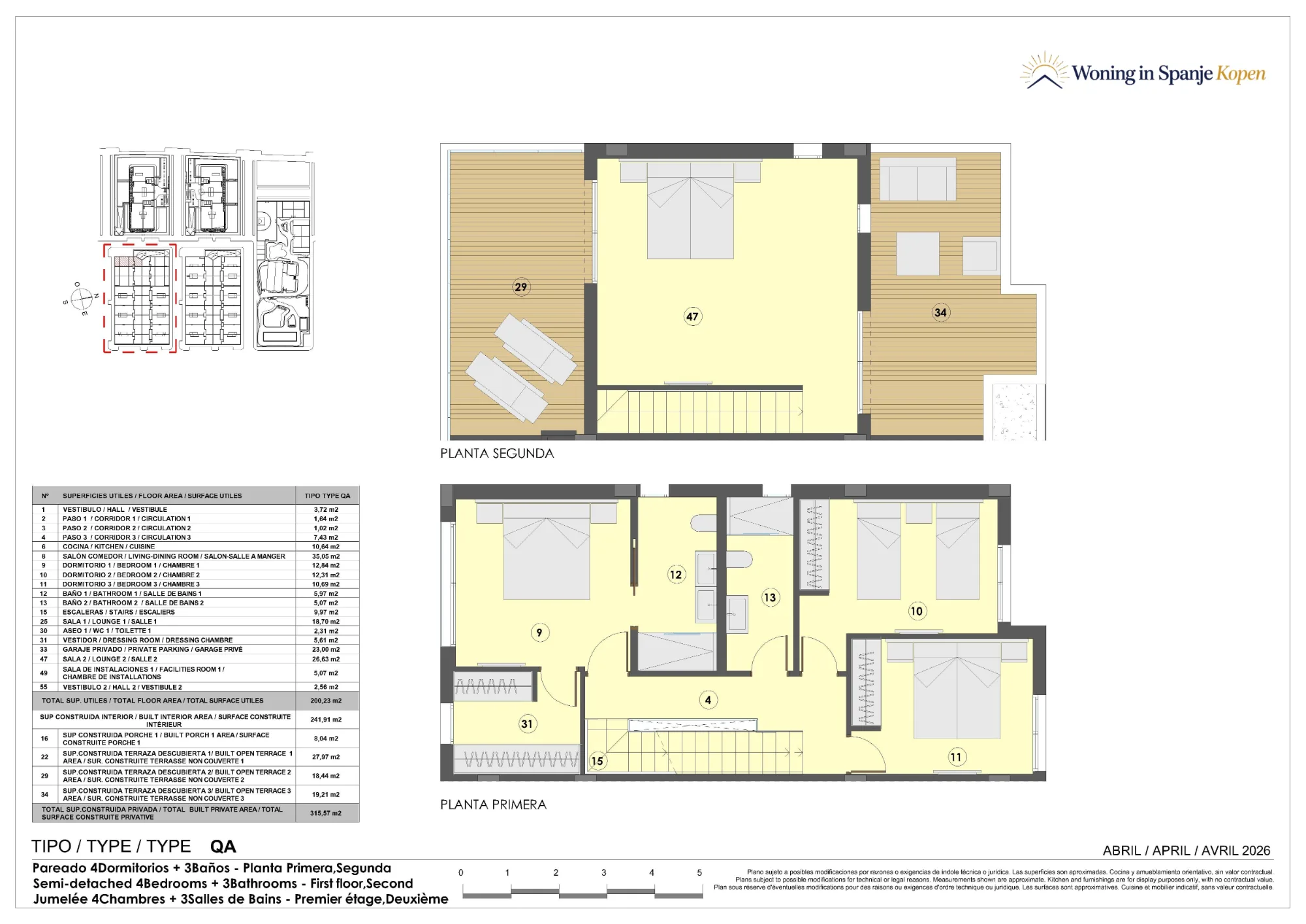 Plattegrond: Appartement QA in Santa María Sea by TM, Valencia