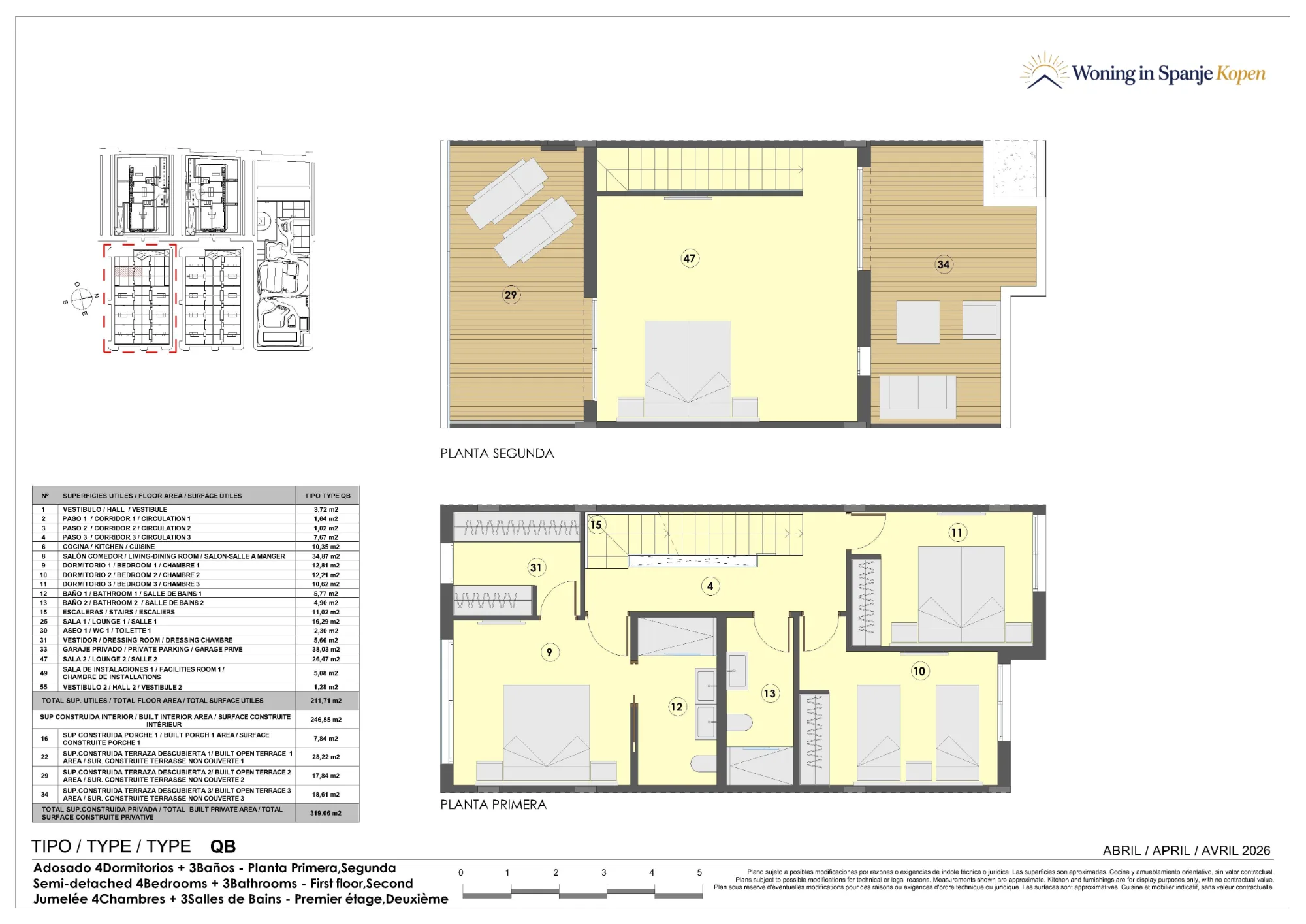 Plattegrond: Geschakelde woning QB in Santa María Sea by TM, Valencia