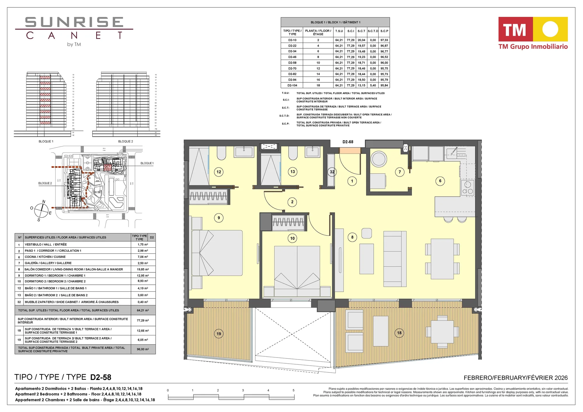 Plano: Apartamento 1-82 en Sunrise Canet, Valencia