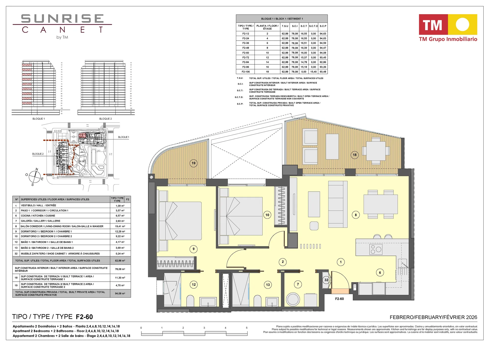 Plattegrond: Appartement 1-84 in Sunrise Canet, Valencia