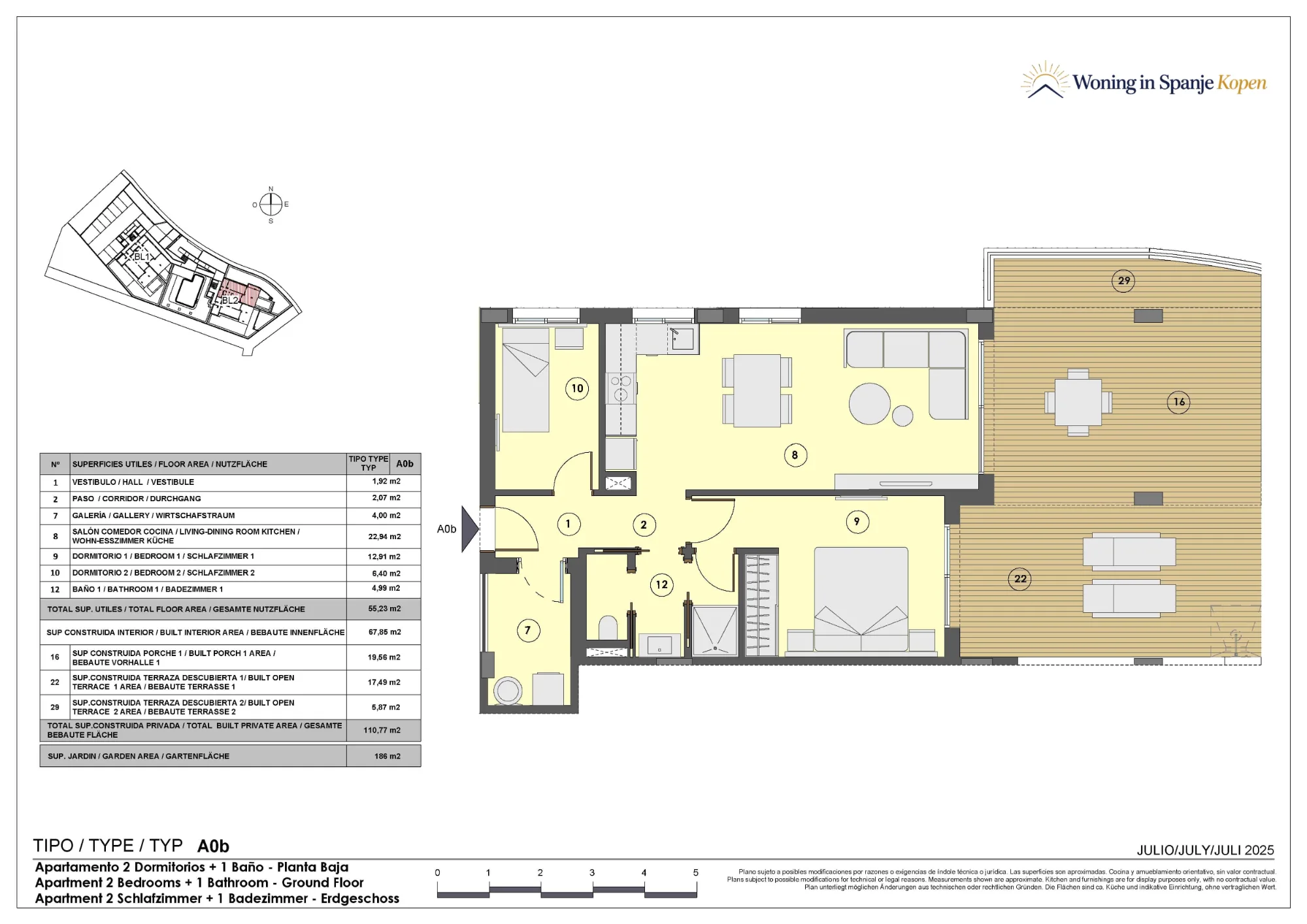 Plattegrond: Appartement Aob in Talaies de Canyamel by TM, Illes Balears